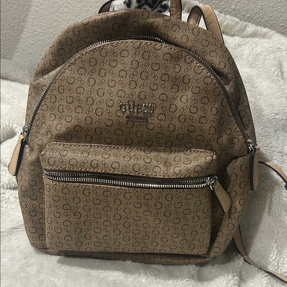 Guess Tan Monogram Backpack